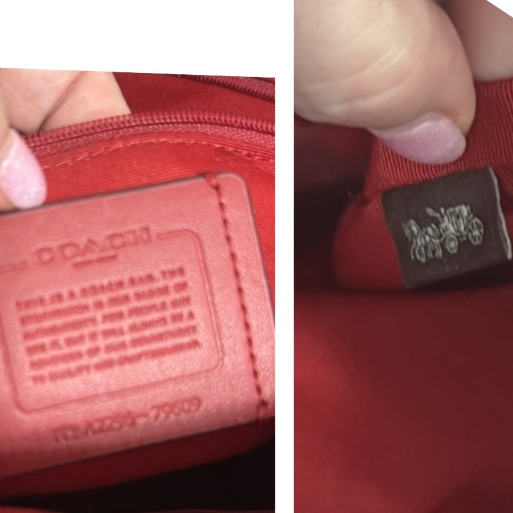 Coach Brown and Red Gallery Tote Bag brown with red handles and accents. - Picture 16 of 16